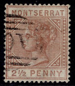 MONTSERRAT QV SG9, 2½d red-brown, FINE USED. Cat £80.