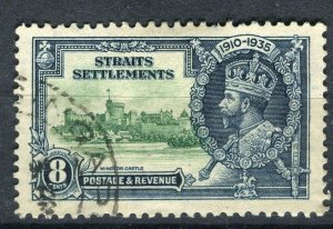 STRAITS SETTLEMENTS; 1935 early GV Jubilee issue used 8c. value