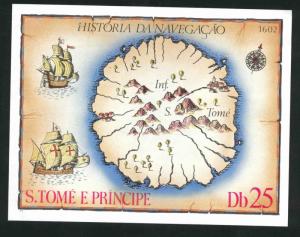 St Thomas & Prince Scott 540 MNH** History of Navigation  1979 map sheet