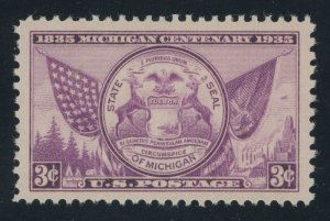 USA 775 - 3 cent Michigan - PSAG Graded Certificate: Superb 98 Mint OGnh