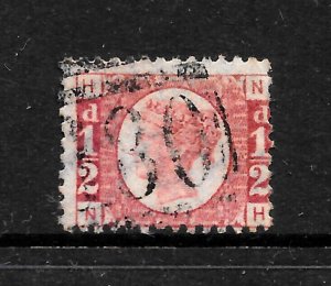 GB QV 1870, ½d BANTAM SG48 / SG49, Plate 12, Letters NH, Good Used