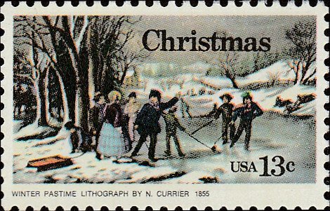 # 1703 MINT NEVER HINGED ( MNH ) WINTER PASTIME BY NATHANIEL CURRIER