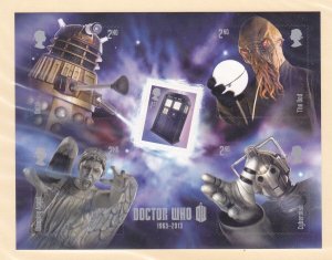 Great Britain 3153 MNH 2013 Dr Who Props and Characters Souvenir Sheet of 5