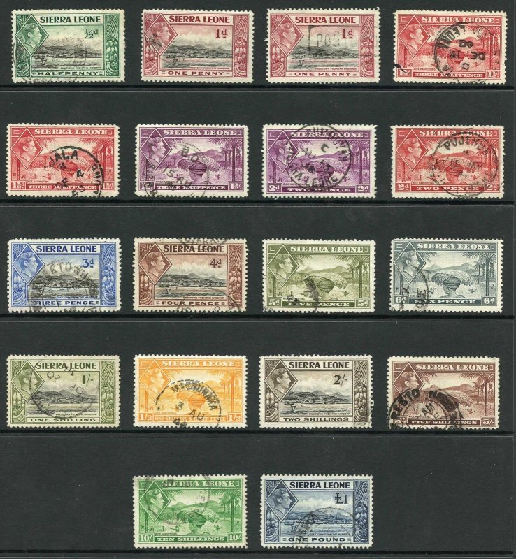 Sierra Leone SG188/200 1938 KGVI Set of 16 Fine Used 