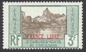 French Polynesia Sc# 128 MNH 1941 3fr green & dark brown Overprint