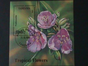 TANZANIA-1995-SC#1310 LOVELY TRADESCANTIA FLOWERS-CTO  S/S-VF LAST ONE