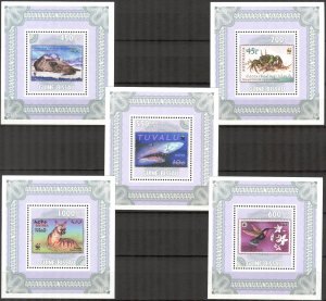 {351} Guinea -Bissau 2010 Stamps on Stamps Fauna WWF 5 S/S Deluxe MNH**