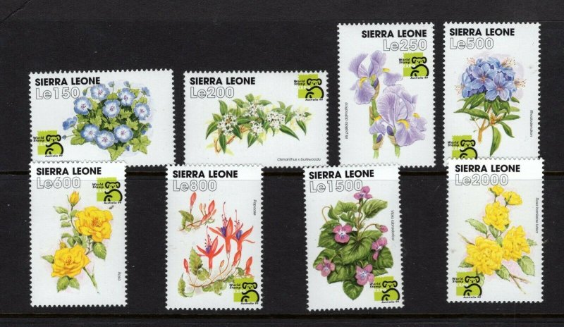 Sierra Leone  #2177-84  (1999 Flowers et) VFMNH CV $9.00