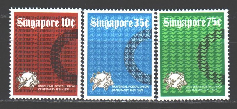 Singapore. 1974. 215-17. 100 years of UPU. MNH.