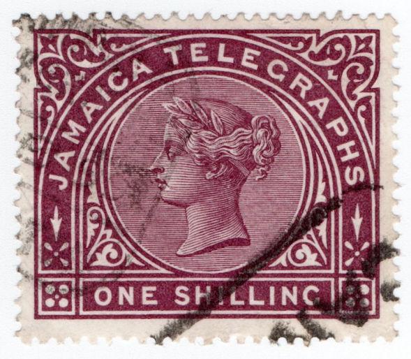 (I.B) Jamaica Telegraphs : 1/- Purple-Brown 