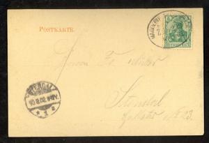 GERMANY 1902 5pf Germania on GROSS AMMENSLEBEN Railway Station PC w RPO Postmark