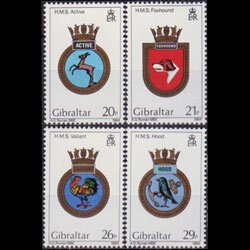 GIBRALTAR 1984 - Scott# 465-8 Navy Ship Crests Set of 4 NH