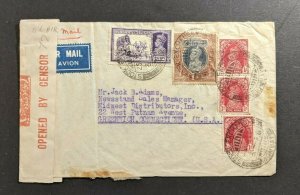 1939 Bombay India Censored Airmail Cover to Greenwich CT USA India Censor