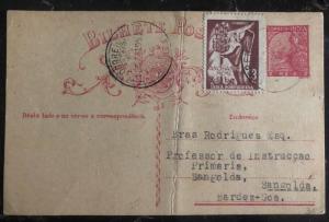 1955 Goa Portuguese India Postal Stationary Postcard Cover To Sangolda Bardes