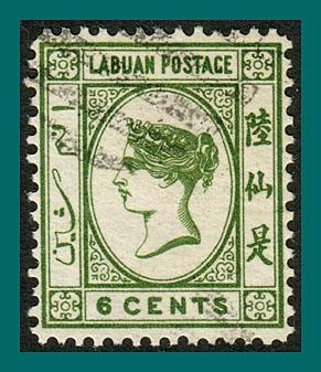 Labuan 1892 Queen Victoria, 6c no dot, cancelled #34,SG40a