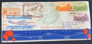 1937 Shanghai China First Flight Airmail Cover  to USA Pan American CNAC Clipper