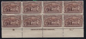 234 VF plate block of 8 OG previously hinged nice color scarce ! see pic !