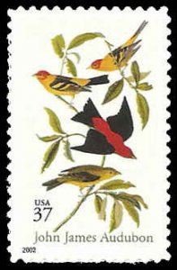 PCBstamps   US #3650 37c Scarlet & Louisiana Tanagers, MNH, (17)