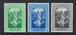 Malta 1954 Centenary Promulgation Immaculate Conception Scott # 243 - 245 MH
