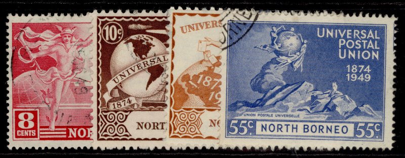 NORTH BORNEO GVI SG352-355, anniversary of UPU set, FINE USED.