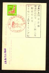 JAPAN 1968 7y Postal Code Issue Sc 956 on Picture Post Card w Special Fancy Cxl