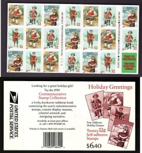 USA-Sc#3011a- id8-unused NH booklet-Self-adhesives-Christmas-Santa Claus-1995-