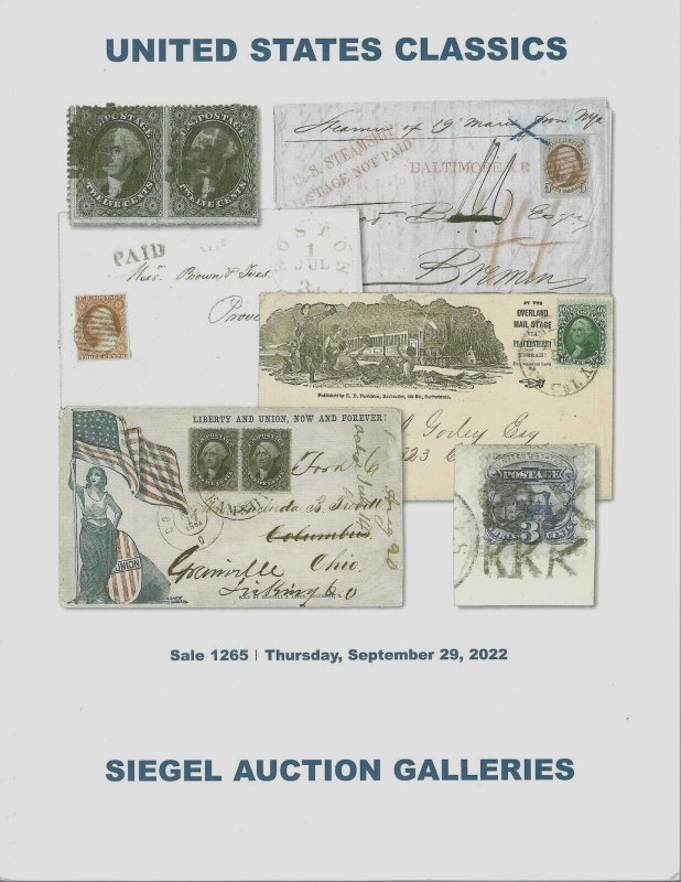 United States Classics, Robert A. Siegel, Sale #1265, Sept. 29, 2022, Catalog 