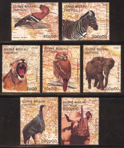 Guinea-Bissau Scott 754-60 MNHOG - 1988 Maps and Fauna Issue - SCV $10.45
