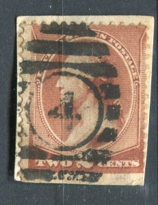 USA; 1870s early classic Washington issue used shade of 2c. + Postmark