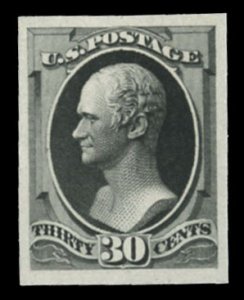 United States, 1870-1888 #190P4 Cat$400, 1875 30c full black, plate proof on ...