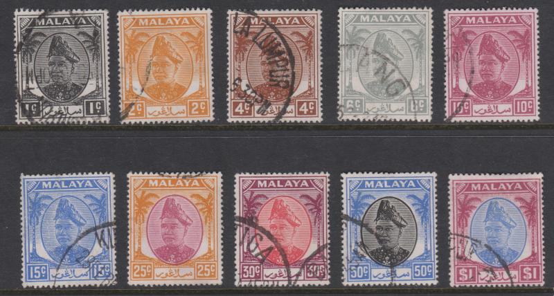 Selangor 1949-1955 Sultans 1c-$1 Sc#80-99 8 Values Used