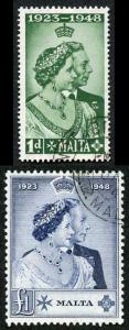 Malta SG249/50 1948 Silver Wedding Set Fine Used