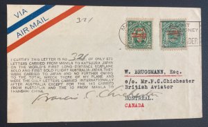 1931 Manila Philippines Special Flight Airmail Cover To Montreal Canada Pilot Si