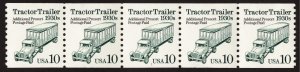 US 2457 MNH VF 10 Cent Tractor Trailer 1930's PNC #1 Strip of 5