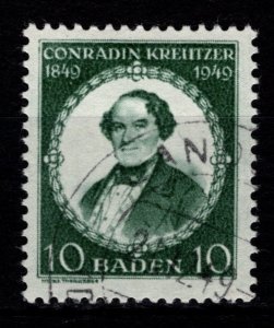 Germany [French Zone] Baden 1949 Death Cent. Kreutzer, 10pf [Used]