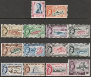 EDSROOM-13128 Turks & Caicos Islands 121-134 LH 1957 QEII Marine Life CV$86.35