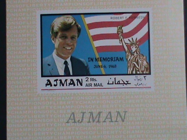 ​AJMAN-AIRMAIL-1968 IN MEMORIAL OF  PRESIDENT ROBERT KENNEDY-IMPERF-MNH S/S VF