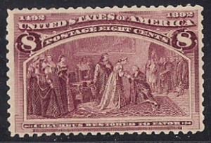 236 8 cent Magenta, Columbia Issue Stamp mint OG NH VF