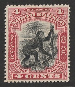 NORTH BORNEO 1897 Monkey 4c black & carmine, perf 14½-15.