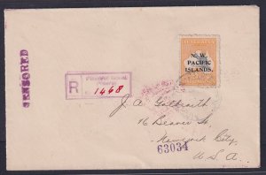 NW Pacific Islands, Scott 22 (SG 92) 1916 PLEASANT ISLAND Nauru registered cover