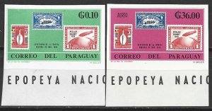 COLLECTION LOT 15326 PARAGUAY #1089+1097 IMPERF MNH 1968