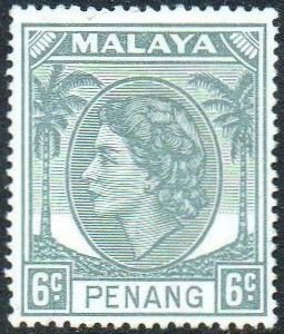 Penang 1954 6c grey MH