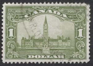 Canada #159 $1 Parliament Used VF Centered Charlottetown PEI Oval Pulled Corner