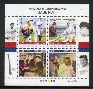 SIERRA LEONE 2023 75th MEMORIAL ANN OF BABE RUTH SHEET MINT NEVER HINGED