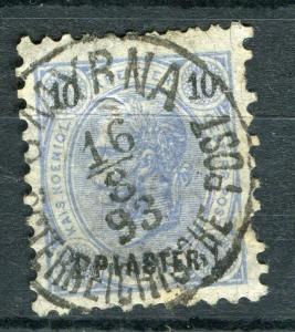 AUSTRIA LEVANT; 1890 early F. Joseph issue used 1Pi. value POSTMARK, Smyrna