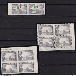 Liberia 1958 Italy Varieties Blocks of 2 Imperf/perf MNH Flag missing 16008