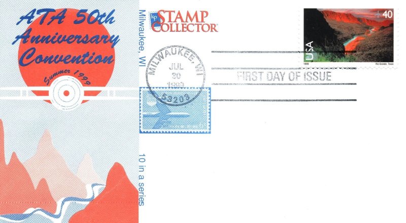 FIRST DAY COVER US 40c RIO GRANDE ON ATA 50th ANNOVERSARY CONVENTION CACHET 1999