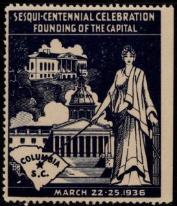 1936 US Poster Stamp Sesqui-Centennial Founding Capital Columbia S.C. MNH