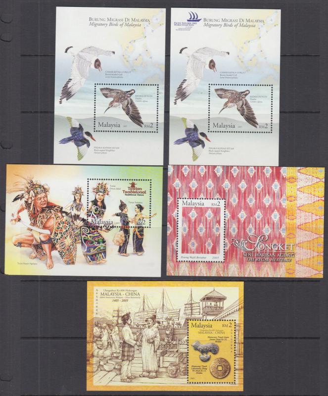 Malaysia Sc 973a//1040 MNH. 2004-2005 Souvenir Sheets, 10 different, VF