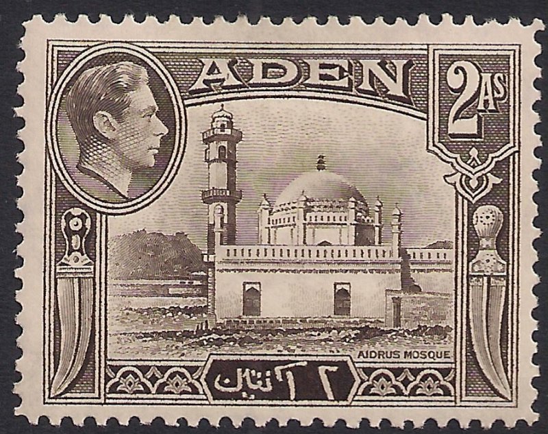 Aden 1939 - 48 KGV1 2 Annas Sepia MM SG 20 ( H1189 ) 